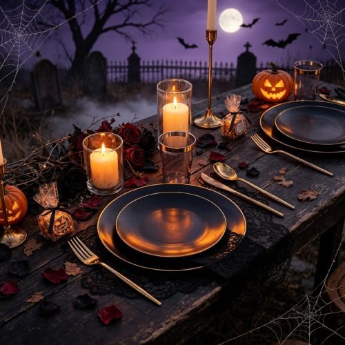 ejonirinjonir 350pcs Premium Black Plastic Plates For Party Heavy Duty - Image 4