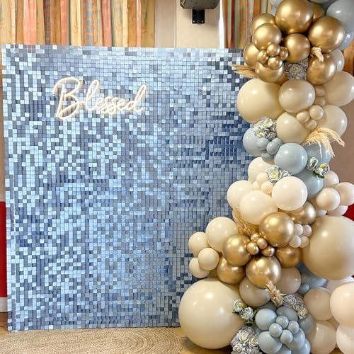 Baby Blue Shimmer Wall Backdrop, 36pcs Sequin Panels - Image 5
