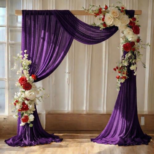 Pack of 2 Wedding Arch Drape Panel Fabric 30" x 50ft - Cadbury Purple by MDS