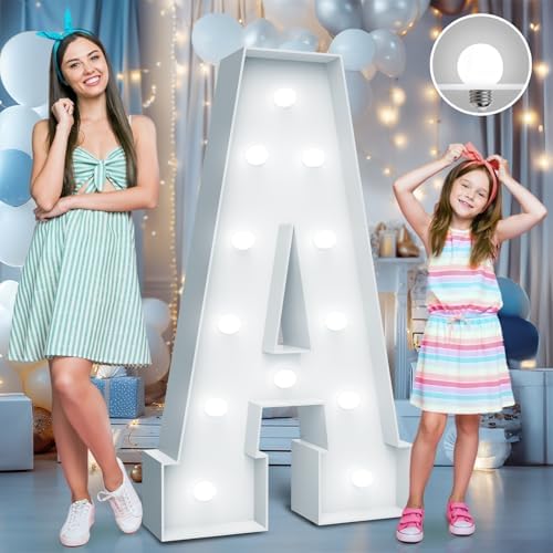 4FT Marquee Light Up Letter A, Foam Board & Water Bag, 12 Bulbs for Party by Teebloom