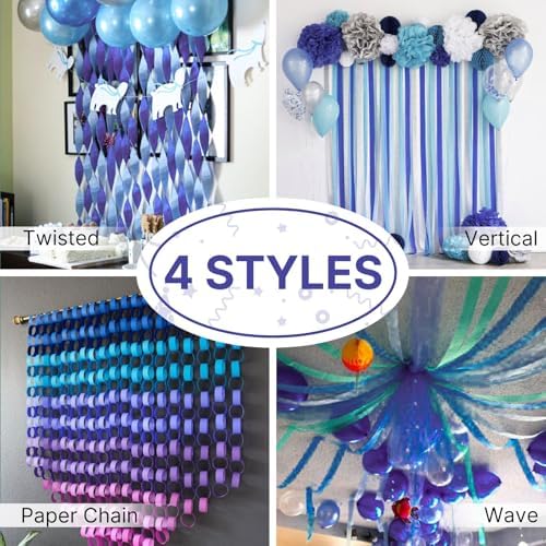 PartyWoo Navy Crepe Paper Streamers 4pcs 328 FT Navy Streamers - Image 6