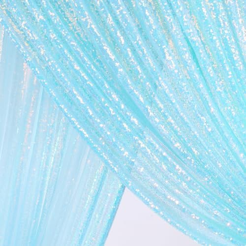 Blue Iridescent Backdrop Curtain for Party: 10ftx10ft Sequin Background for Mermaid Wedding Birthday Decorations - Image 7