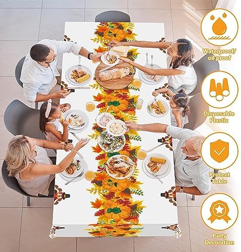 OHOME 2 Pack Thanksgiving Tablecloth Disposable - Fall Party Supplies for Thanksgiving Table Decor | Friendsgiving Party Decorations | Thanksgiving Decorations 54" x 108" - Image 3