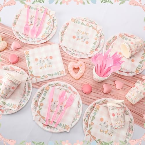 Havawish 175 Pcs One Silly Goose Birthday Decoration Party Tableware, Pink - Image 4