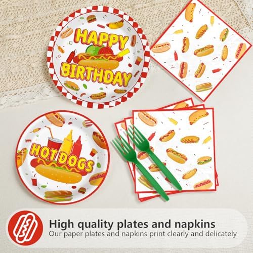 Grencian 96Pcs Hot Dog Birthday Party Supplies Serves 24 - Image 3