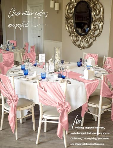 fani 120 PCS Satin Chair Sashes, 7x78 Inch, Rose Gold - Image 5