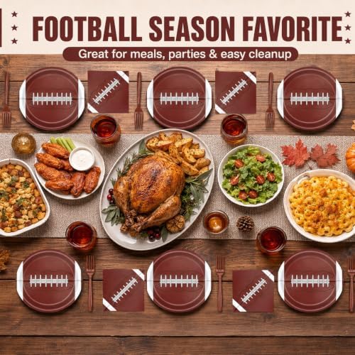 72 Pcs Football Plates Napkins and Forks Set, 7 Inch, Serves 24 Guests - Image 7