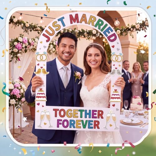 Beeveer 32 x 24 in Large Photo Booth Selfie Frame Props, White Arch - Image 6
