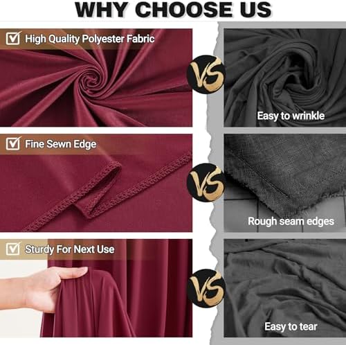 10x10ft Burgundy Backdrop Curtain Panels for Parties - Wrinkle Free Polyester Photo Curtain Backdrop Wedding Back Drop Fabric Drapes for Party Decorations Background for Photography - Image 5