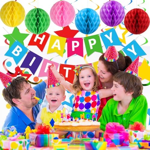 meowtastic Birthday Decorations Happy Birthday Banner with Honeycomb Balls - Image 5