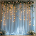 Baby Blue Tulle Backdrop Curtain with Lights for Decor, 10x10FT by Unknown