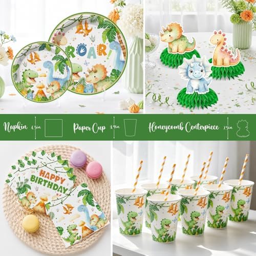 213Pcs Dinosaur Birthday Party Decorations Tableware Set, 25 Serves - Image 6