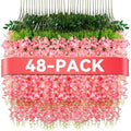 Alotiki Pink Wisteria Hanging Flowers, 48 Pack Fake Hanging Flowers by CreateABetterLife