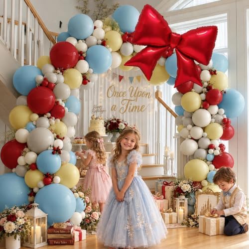 Princess Balloon Arch Kit Double Stuffed Red Blue Yellow White Balloons - Image 5