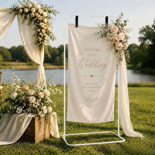 Wedding Sign Stand,Welcome Poster Easel Stand,White,1 Pack - Image 6