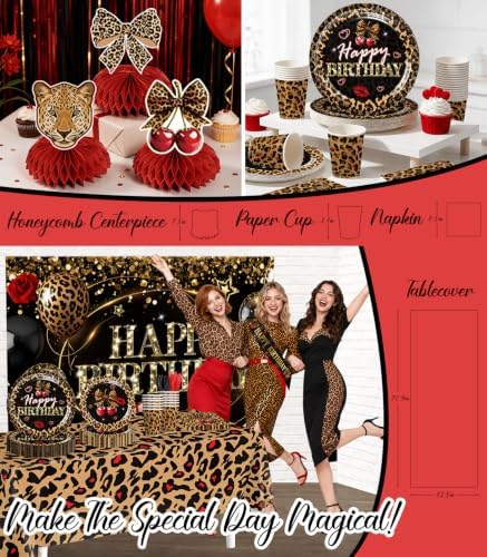 Cocomigo 265pcs Cheetah Print Birthday Decorations, One-stop Set Serves 25 - Image 5