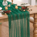 Artoid Mode 6Pcs Dark Green Gauze Table Runner 28x120Inch, Seasonal Sheer Kitchen Dining Holiday Wedding Birthday Baby Shower Table Decor for Home Party by ArtoidMode