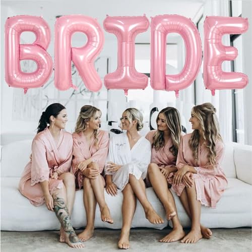 40 Inch Pastel Pink BRIDE Balloons Bachelorette for Bridal Shower, Light Pink BRIDE Mylar Foil Balloon Letter, Baby Pearl Pink Alphabet Balloon for Wedding Engagement Bride to be Party Decorations - Image 4
