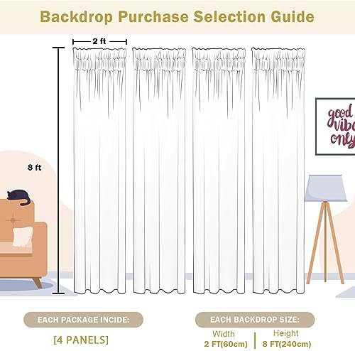 2×8FT-4PCS Champagne Sequin Backdrop Curtains Panels, Photography Backdrop Glitter Curtains Fabric Background for Christmas Wedding Party Decor - Image 6