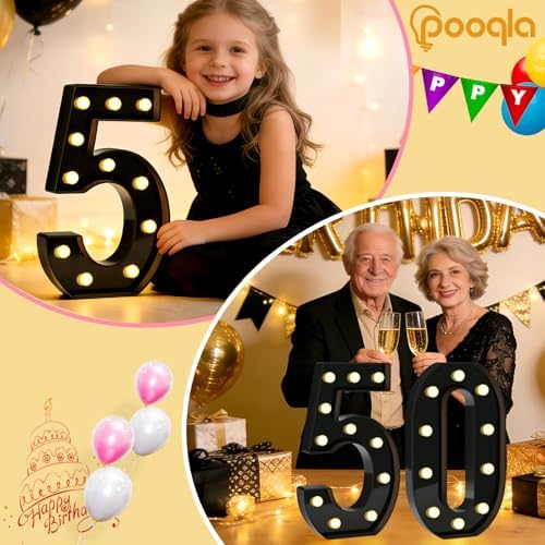 Pooqla 4th Birthday Decorations for Boys, Large Black Light Up Numbers - Image 6