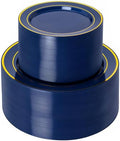 NOCCUR 200PCS Navy Blue Plastic Plates for 100 Guests - Include 100PCS 10" Dinner/ 100PCS 7" Dessert Disposable Plates Heavy Duty - Ideal for Party/Graduation/Memorial Day by NOCCUR