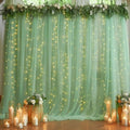 10ft x 10ft Green Backdrop Curtain with Lights String for Parties, Sheer Tulle Wedding Photo Backdrops Drapes for Baby Shower Birthday Party Decorations Background for Photography by Shillance