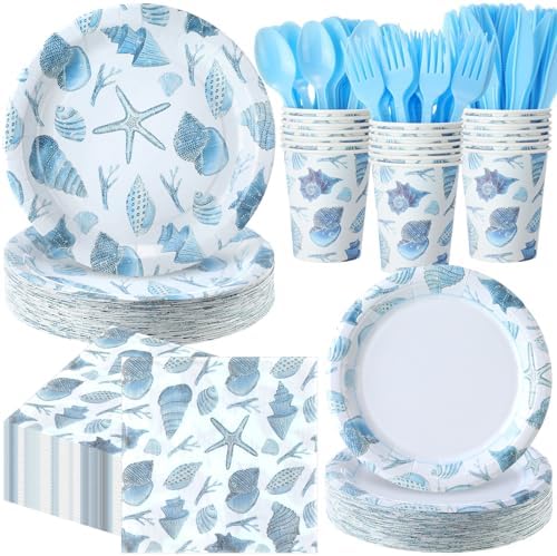 Pickmesh 400 Pcs Under The Sea Party Supplies, Ocean Party Tableware for 50 by Pickmesh