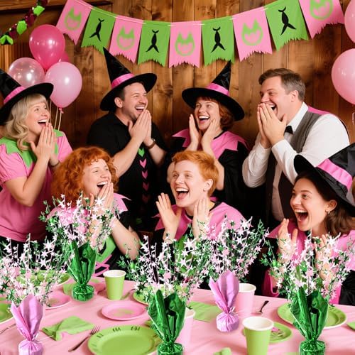 FUBININA Witch Birthday Party Decoration Pink Green Table Centerpiece Spray - Image 6