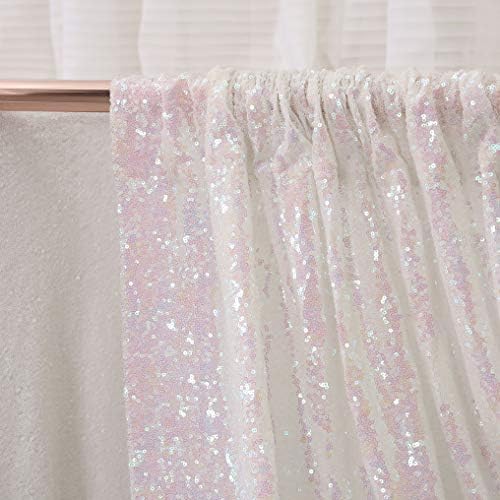 PartyDelight Iridescent White Sequin Backdrop 6x7ft Shimmer Photo Curtain - Image 7