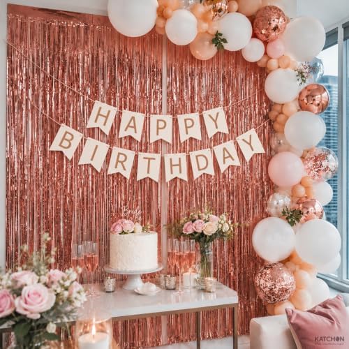 KatchOn 2Pc Rose Gold Fringe Curtain 3.2x8Ft Birthday Decorations for Women - Image 6