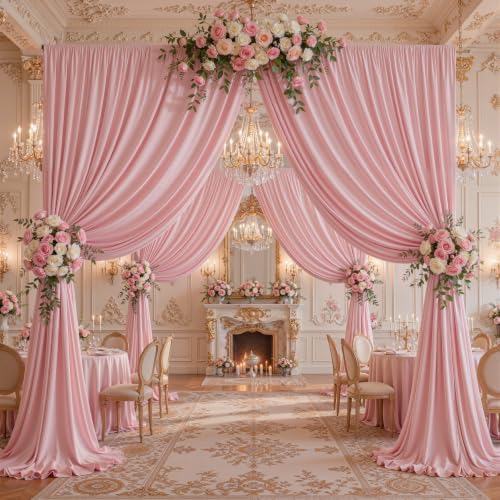 30x10ft Dusty Rose Backdrop Curtain Panels for Parties - Wrinkle Free Polyester Photo Curtain Backdrop Wedding Back Drop Fabric Drapes for Party Decorations Background for Photography by WishCare