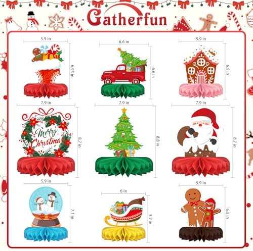 Merry Christmas Party Decorations Bundle - Includes Festive Christmas Honeycomb Centerpieces ，Santa Claus Snowman Table Toppers, Perfect for Classroom Decor, Christmas & Winter Birthday Party Supplies - Image 2