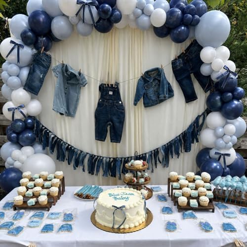 Blue White Balloon Arch Kit, Blue Jean Baby Shower Decor - Image 2