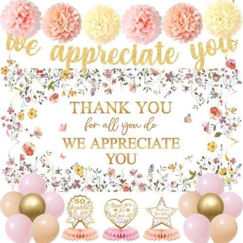 Vlipoeasn We Appreciate You Banner Decorations(Floral) by Vlipoeasn