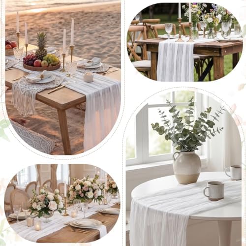 6 Pack White Cheesecloth Table Runner 35"×120" Gauze Fabric Table Runner - Image 5