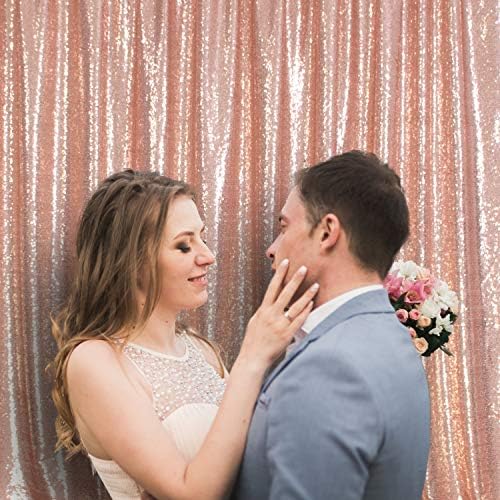 Juya Delight 6FT X 8FT Non-Transparent Sequin Photography Background Backdrop Curtain for Birthday Party Wedding Festival Ceremony (Rose Gold) - Image 6