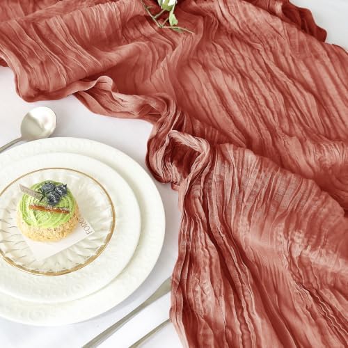 2 Pack Fall Table Runner Terracotta Cheesecloth for Home Thanksgiving Party - Image 3