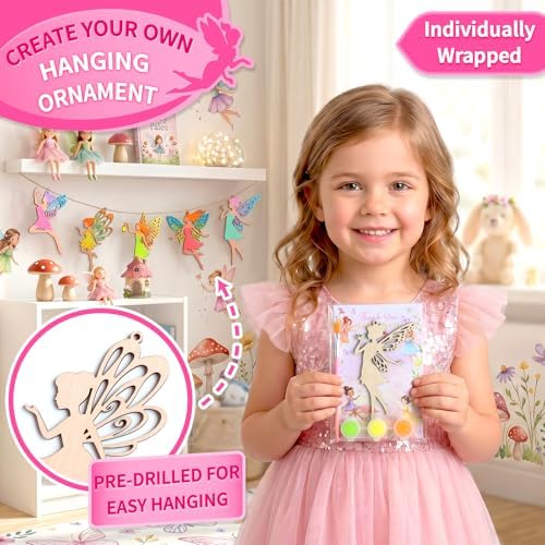 12 Pack Fairy Party Favors for Girls - Individually Wrapped DIY Wooden Painting Kits, Fairy First Birthday Decorations, Goodie Bag Stuffers, Creative Crafts & Gifts - Image 4