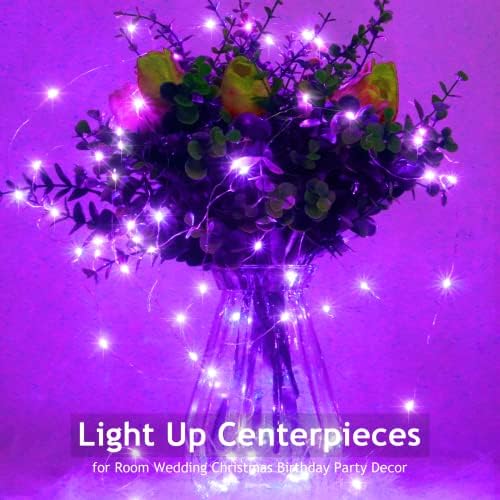 SmilingTown 15 Packs 20 Led Purple Fairy Lights Battery Operated 6.6ft Silver String Lights Waterproof Firefly Starry Light for DIY Table Centerpieces Wedding Halloween Christmas Party Decor - Image 4