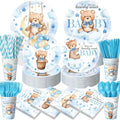 450 Pcs Bear Baby Shower Tableware Set, Serve 50, Blue by Unknown