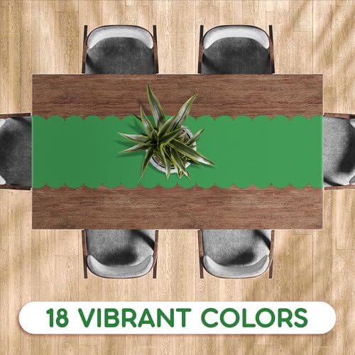 Green Scallop Table Runner, Disposable Plastic, 5 Pack, 14x108in - Image 4
