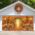 Fall Garage Door Cover 16x7ft 2 Car Pumpkin Sunflower Arch Autumn Decor by Lacoiime
