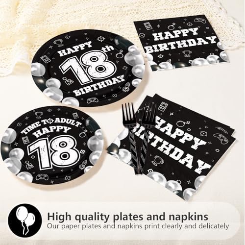 96 Pcs Black White 18th Birthday Party Decorations, Serves 24 - Image 6