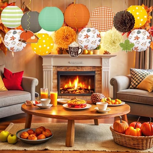 16Pcs Fall Thanksgiving Decorations Paper Lanterns Set - Image 4