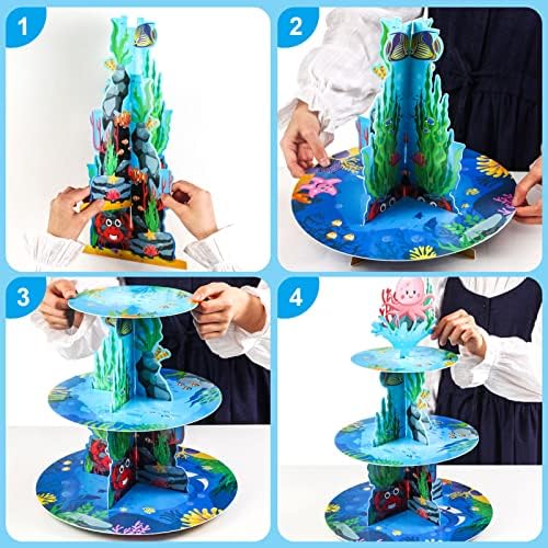 BenLouis 3Tier Under the Sea Cupcake Stand Birthday Party Decorations - Image 3