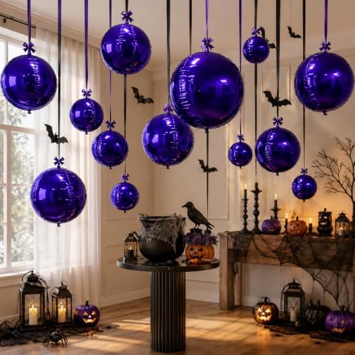 Togvu Purple Round Foil Balloons, 12PCS Different Sizes 4D Metallic Balloon - Image 5