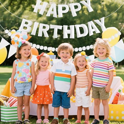 CANREVEL 3 PCS Pre-Strung 3D Happy Birthday Banner Decorations, White - Image 7