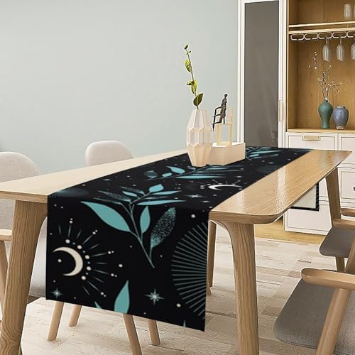 Magic Moon Table Runner Gothic Tarot Astrology Boho Sun Stars Herb Dinner Runner for Farmhouse Party Holiday Home Kitchen Dining Table Decoration 13"x120" - Image 2