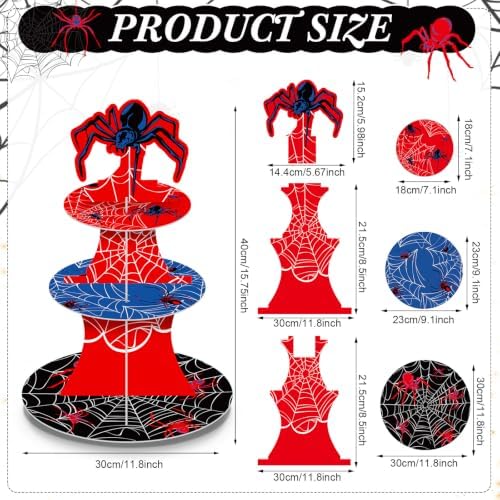 3 Tier Spider Cupcake Stand Spider Birthday Party Decorations - Image 2