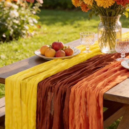 Cheesecloth Table Runner Fall Boho 3pcs Mix and Match Wedding Decor - Image 2